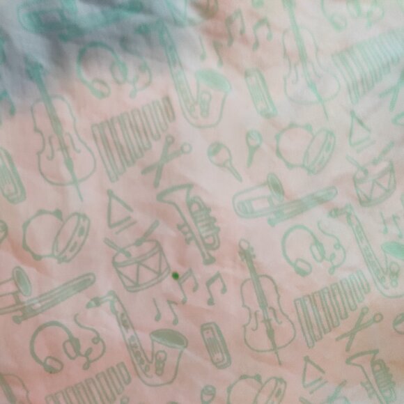 Pillowfort Music Instrument Playful Practice Microfiber Flat Sheet Mint Green - Picture 3 of 5